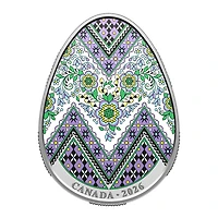 Pièce de 20$ en argent fin 2026: Œuf pyssanka - 45 mm x 33 mm | Doucet Latendresse