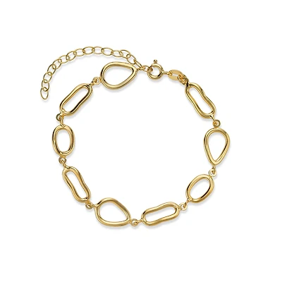 Silver link bracelet with varied shapes, 15 cm long with a 4 cm extension. Color: yellow | Doucet Latendresse