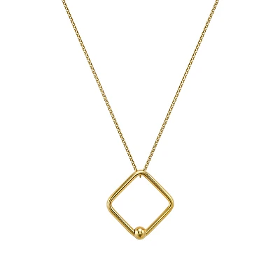 Gold-Plated Silver Necklace with Diamond-Shaped Pendant - 40 cm long with a 5 cm extension. Color: yellow | Doucet Latendresse