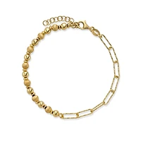 Gold-Plated Silver Bead and Clasp Bracelet - 6.5