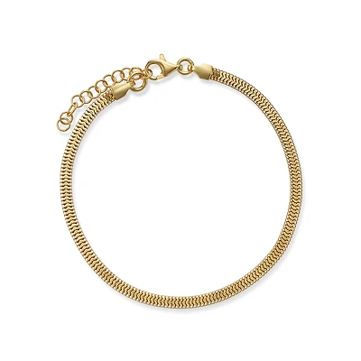 17.5 cm Gold-Plated Silver Snake Chain Bracelet with a 3 cm Extension. Color: yellow | Doucet Latendresse