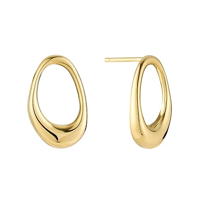 Gold-Plated Silver Earrings - 17mm x 10mm. Color: yellow | Doucet Latendresse
