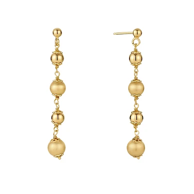Boucles d'Oreilles à Billes de Perles en Argent Plaqué Or - 57mm x 11mm. Color: jaune | Doucet Latendresse