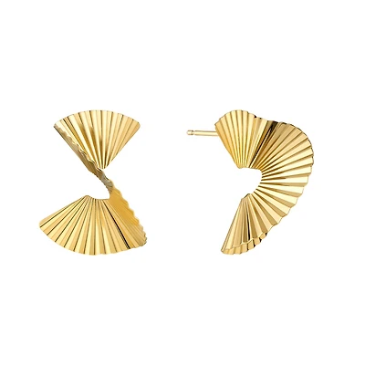 Gold-Plated Silver Striped Earrings - 30mm x 20mm. Color: yellow | Doucet Latendresse