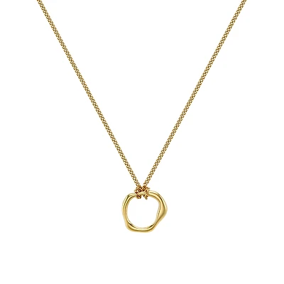 Necklace with a gold-plated silver circle pendant, 40 cm long with a 5 cm extension. Color: yellow | Doucet Latendresse