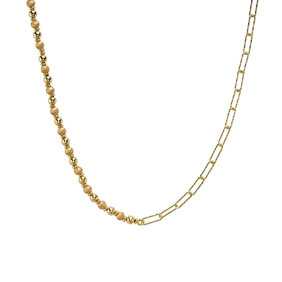 Gold-Plated Silver Necklace with Beads and Clips - 16