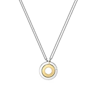 Adjustable Necklace with Two-Tone Gold-Plated Silver Circular Pendant - 16