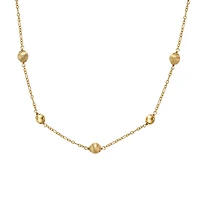Gold-Plated Silver Pearl Bead Necklace - 17