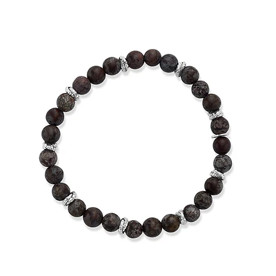 Bracelet with 7mm beads separated by rhodium-plated silver links. Color: white | Doucet Latendresse