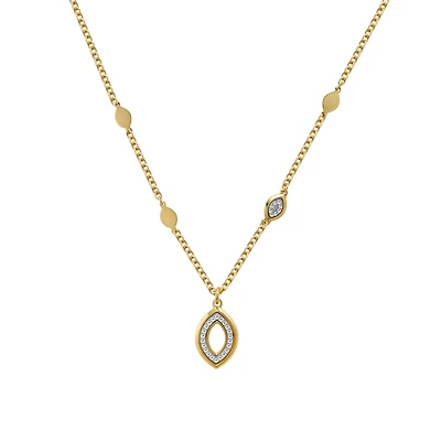 Gold and Rhodium-Plated Silver Protective Eye Necklace - 16