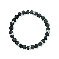 Bracelet à Billes Rhyolite Gris de 7mm Séparées par des Maillons en Argent Rhodié. Color: blanc | Doucet Latendresse