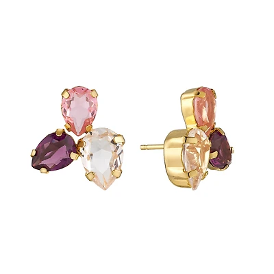 3-Leaf Flower Earrings in Gold-Plated Silver - 17mm x 16mm. Color: yellow | Doucet Latendresse