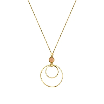 Gold-Plated Silver Double Circle Necklace - 16