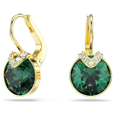 Boucles d'Oreilles Bella V en Métal Rhodié avec Cristaux Swarovski Verts - 1.9 x 1 cm. Color: jaune | Doucet Latendresse