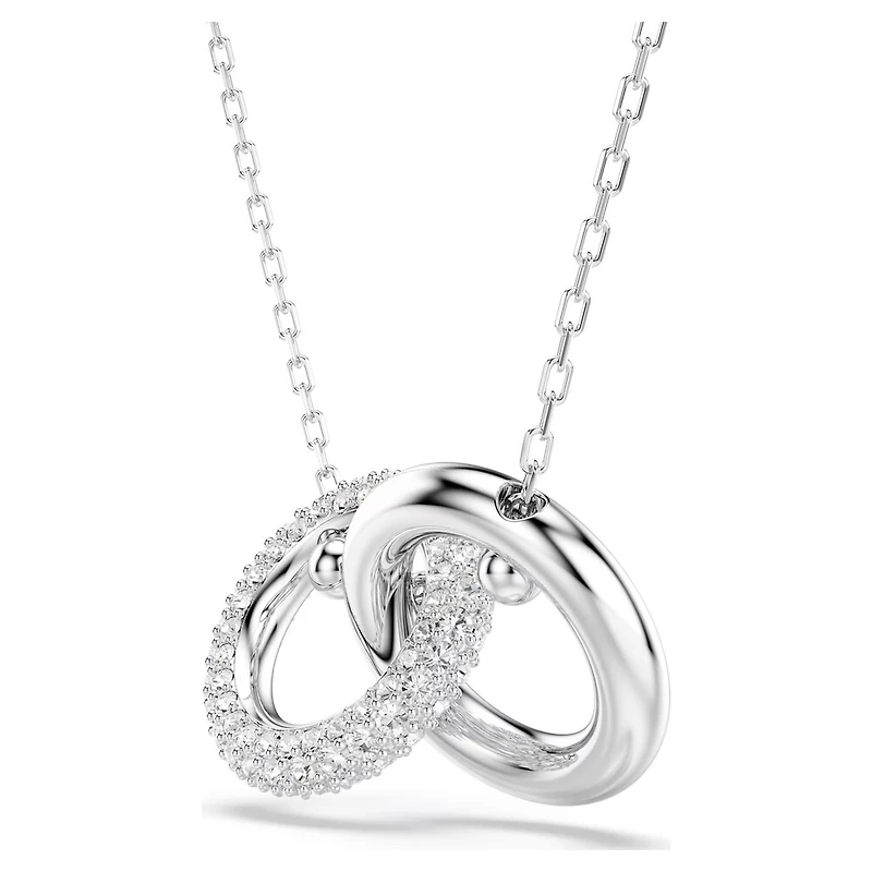 Collier Dextera avec Boucles Entrelacées en Métal Rhodié - 38 - 45 cm. Color: blanc | Doucet Latendresse