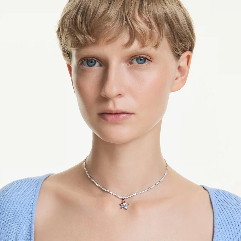 Ras-de-cou Ariana Grande x Swarovski en Métal Rhodié avec Pendentif Fleur - 30 - 44 cm. Color: blanc | Doucet Latendresse