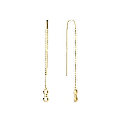 Boucles d'Oreilles Pendantes avec Chaines et Infinis en Or 10k. Color: jaune | Doucet Latendresse