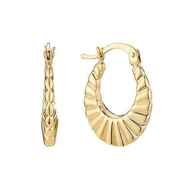 Boucles d'Oreilles Anneaux à Rayures en Or 10k. Color: jaune | Doucet Latendresse