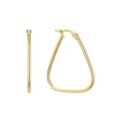 Boucles d'Oreilles Anneaux en Forme de Triangle Arrondi en Or 10K Lisse - 17mm x 17mm. Color: jaune | Doucet Latendresse