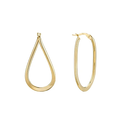 Boucles d'Oreilles Anneaux Torsadés en Or 10k - 33mm x 16mm. Color: jaune | Doucet Latendresse