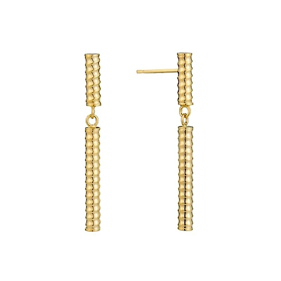 10k Gold Long Wavy Earrings - 34mm. Color: yellow | Doucet Latendresse