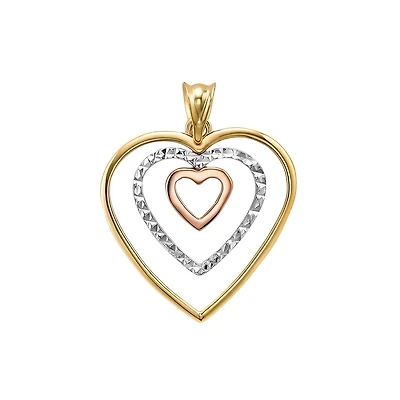 Pendentif Triple Coeurs en Or 10k Trois-Tons. Color: 3 tons | Doucet Latendresse
