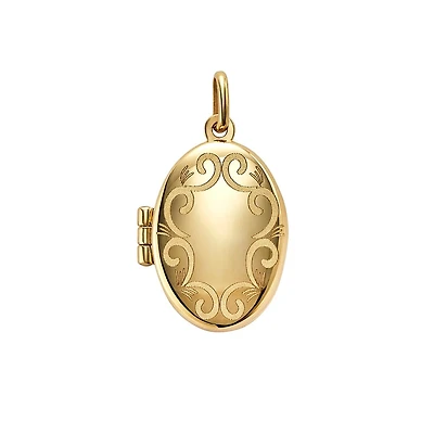 Médaillon Oval Porte-Photo à Motif en Or 10k. Color: jaune | Doucet Latendresse