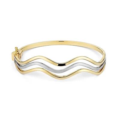 Bracelet Ondulé en Or 10k Lisse Deux-Tons. Color: 2 tons | Doucet Latendresse