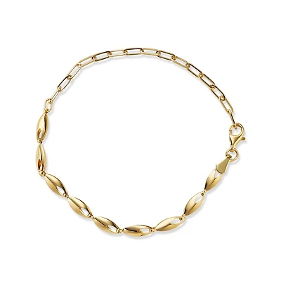 10k Gold Rice Grain Link Bracelet with Clasp. Color: yellow | Doucet Latendresse