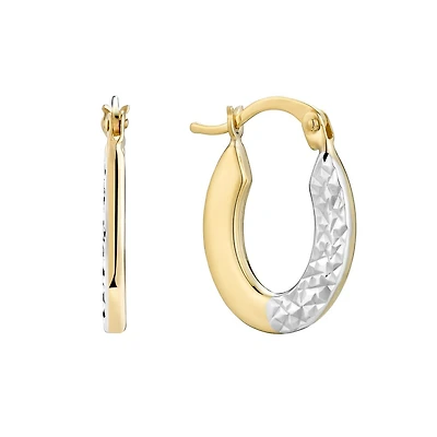 10K Two-Tone Gold Hoop Earrings. Color: yellow | Doucet Latendresse