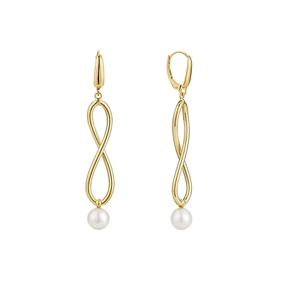 Boucles d'Oreilles Pendantes Infini en Or 10k - 35mm x 10mm. Color: jaune | Doucet Latendresse