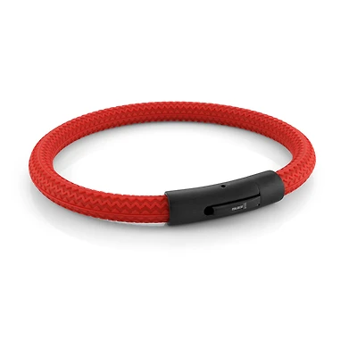 Bracelet en Caoutchouc Rouge avec Fermoir Mat Noir en Acier Inoxydable - 8