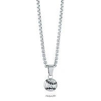 Collier avec Pendentif Balle de Baseball Noir et Blanc en Acier Inoxydable - 22