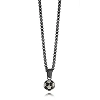 Collier avec Pendentif Ballon de Soccer Noir et Blanc en Acier Inoxydable - 22