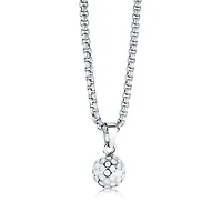 Collier avec Pendentif Balle de Golf Blanc Emaillé en Acier Inoxydable - 22