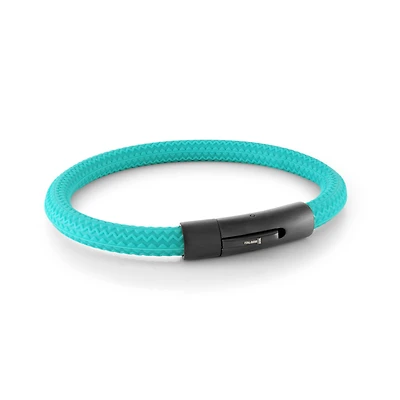 Bracelet Sarcelle en Caoutchouc avec Fermoir Mat Noir en Acier Inoxydable - 8