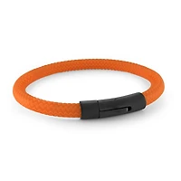 Bracelet Orange en Caoutchouc avec Fermoir Mat Noir en Acier Inoxydable - 8
