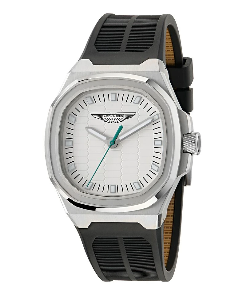 Montre Aston Martin MTIG1F502 en Acier Inoxydable avec Bracelet en Silicone Noir et Aiguilles Lumineuses - 40mm | Doucet Latendresse