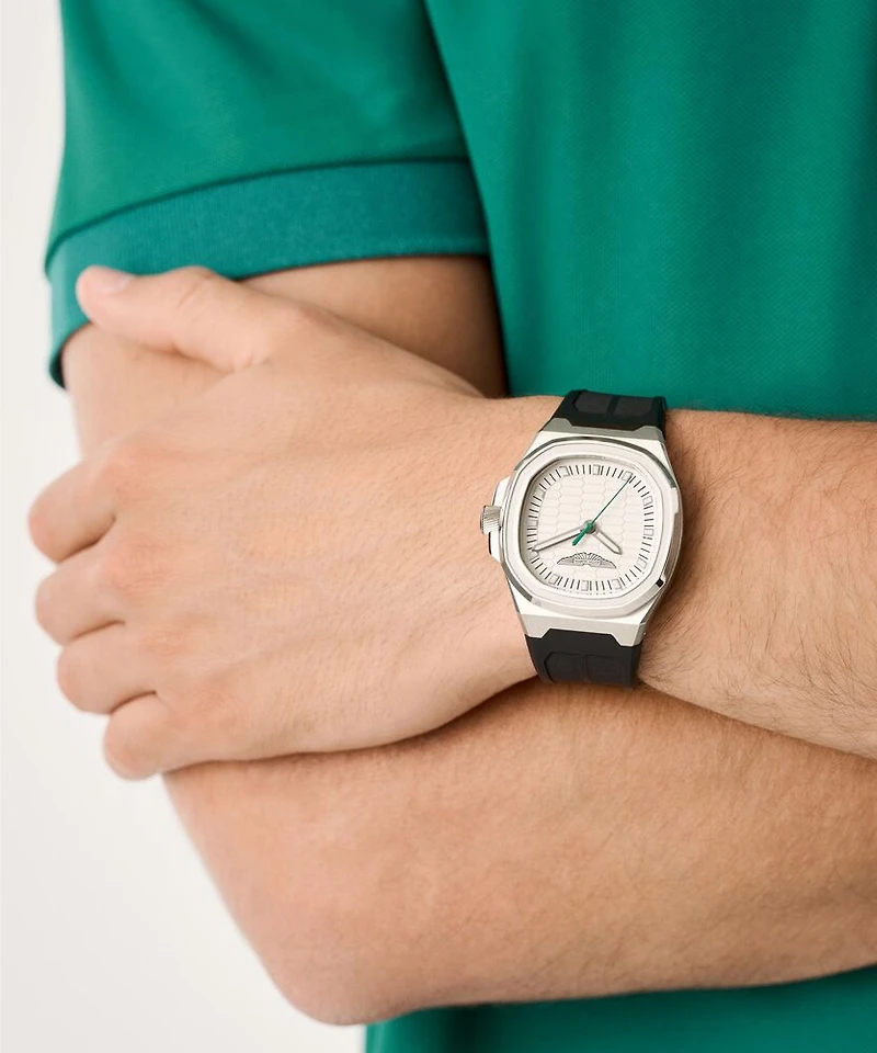 Montre Aston Martin MTIG1F502 en Acier Inoxydable avec Bracelet en Silicone Noir et Aiguilles Lumineuses - 40mm | Doucet Latendresse