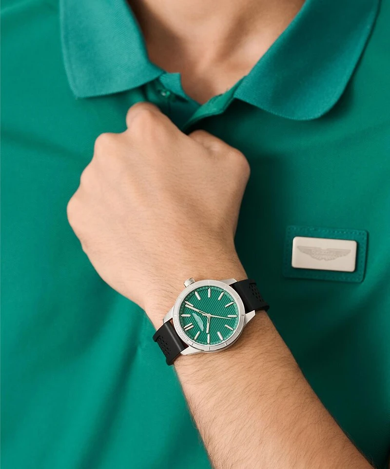 Montre Aston Martin MTIH1F503 en Acier Inoxydable avec Bracelet en Silicone Noir - 38mm | Doucet Latendresse