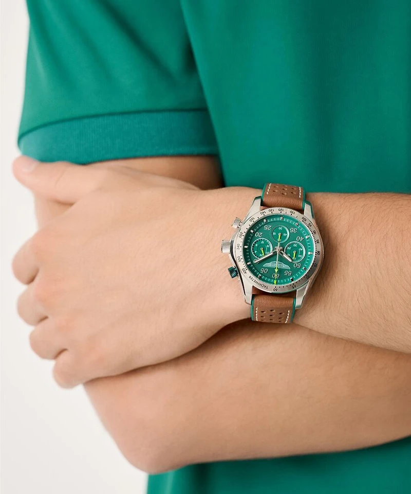 Montre Aston Martin MTRS1F501 en Acier Inoxydable avec Bracelet en Cuir et Aiguilles Lumineuses - 42mm | Doucet Latendresse