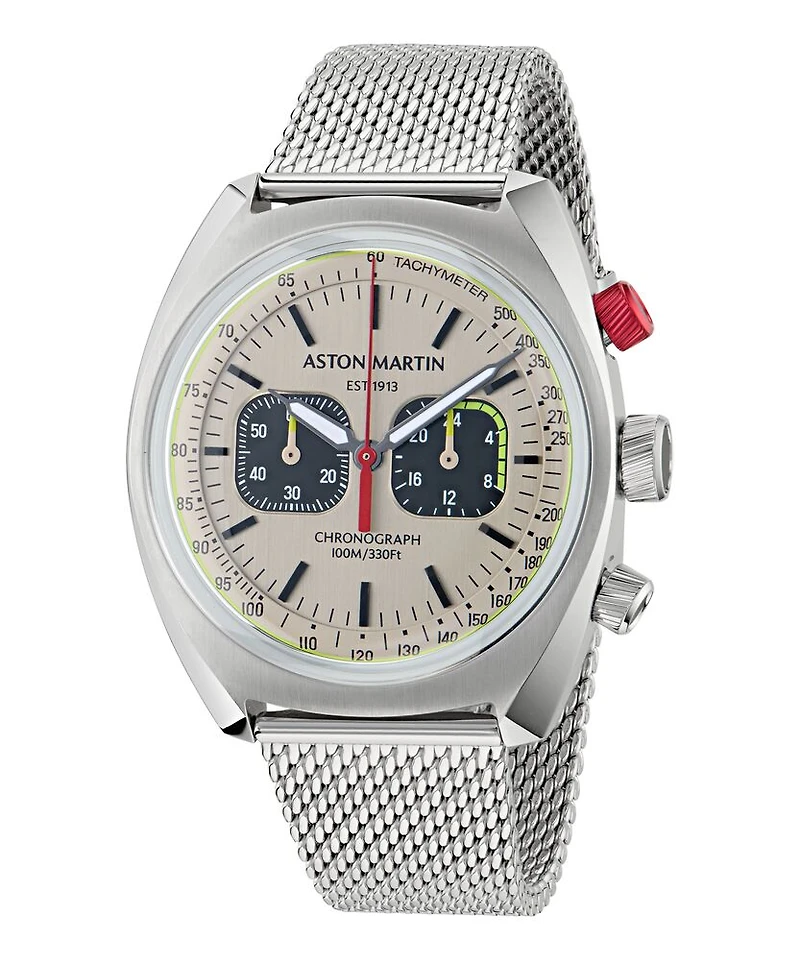 Aston Martin MTTS2F501 Watch with Stainless Steel Mesh Strap and Luminous Hands - 43mm | Doucet Latendresse