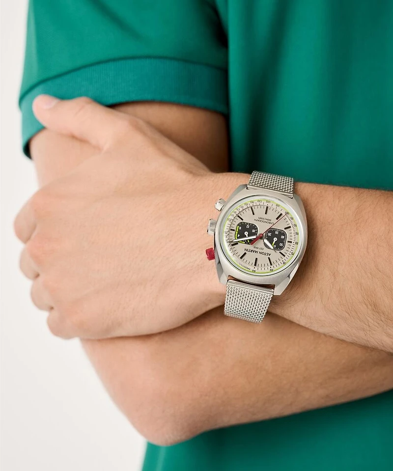 Aston Martin MTTS2F501 Watch with Stainless Steel Mesh Strap and Luminous Hands - 43mm | Doucet Latendresse