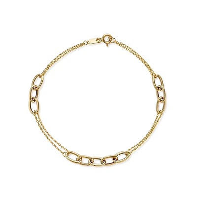 Bracelet à Mailles Ovales Enlacées en Or 10k - 7.5
