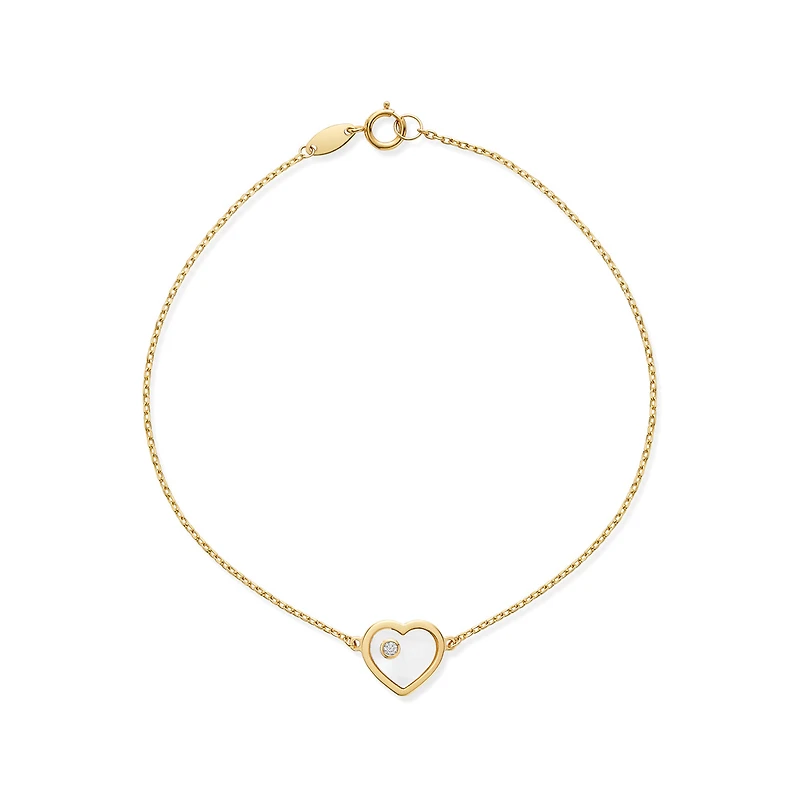 Bracelet avec Coeur Nacre en Or 10k - 7
