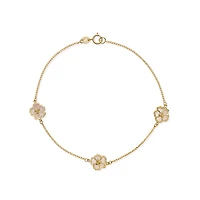 Bracelet with Cable Links and Mother-of-Pearl Flower - 7.5