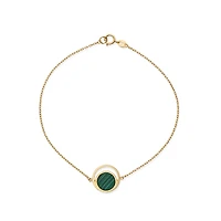 Bracelet avec Mailles et Malachite Ronde en Or 10k - 7.5