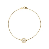 Bracelet avec Mailles Forçat et Trèfle Nacré en Or 10k - 7