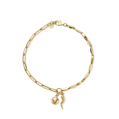 Bracelet avec Pendentif Corne Porte-Bonheur en Or 10k - 7.5