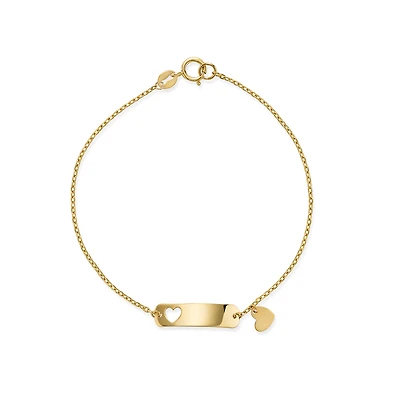 Bracelet Plaque ID et Coeur pour Enfant en Or 10k - 6